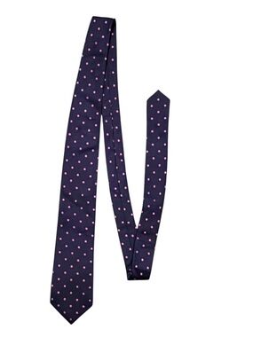 Charles Tyrwhitt 100% Silk Polka Dot Tie Navy Pink 60” x 3.5” Classic